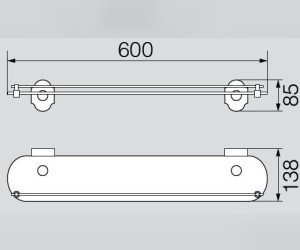 Полка стеклянная с ограничителем 60 см. Veragio Stanford, хром VR.STD-7711.CR