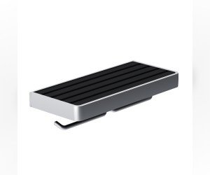 Держатель туалетной бумаги Damixa Jupiter двойной, с полочкой, хром, черный матовый, DA77341900