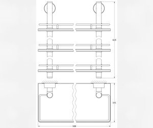 Полка FBS Nostalgy NOS 069 3-х ярусная длина 50 см