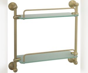 Полка двойная с галереей L35 см Veragio Gialetta, прозрачное стекло/бронза VR.GIL-6412.BR