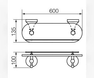 Полка с галереей L60 см Veragio Geialetta прозрачное стекло/бронза VR.GIL-6411.BR