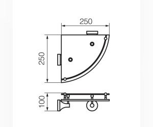Полка угловая с галереей Veragio Gialetta VR.GIL-6417.DO, матовое стекло/золото