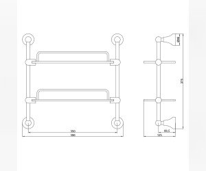Полка двойная с галереей Veragio Gialetta VR.GIL-6412.DO, 35 см, матовое стекло/золото