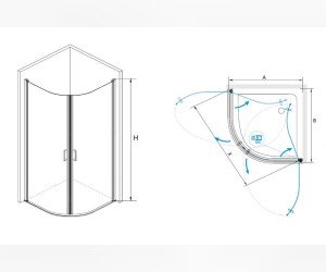 Душевой уголок RGW LE-54, 06125499-11, 90 х 90 x 195 см, дверь распашная-складная, стекло прозрачное, хром