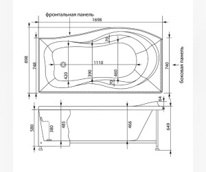 Ванна акриловая Aquanet Borneo L/R 170 x 90 см (203909/203910)