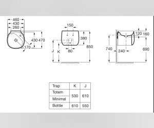 Раковина Roca Beyond Totem 46 см 3270B1000 подвесная