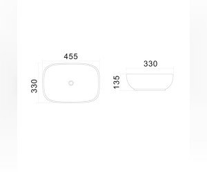 Раковина Am.Pm Universal, 45 см, накладная, фарфор, белый глянцевый, C8FC0X045GWRE