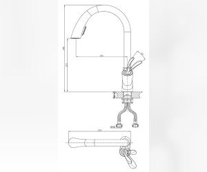 Смеситель D&K Venice Baciano DA1032541 для кухонной мойки с выдвижным изливом