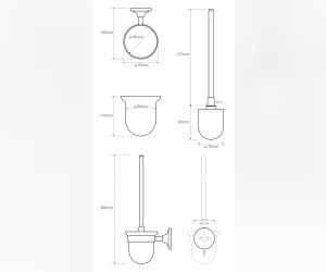 Ершик Bemeta Retro 144213018 11 x 15 x 36 см подвесной, хром/золото