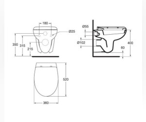 Подвесной унитаз Vidima СЕВА ДУО (BOX) (Seva Duo) W730361 цвет-белый