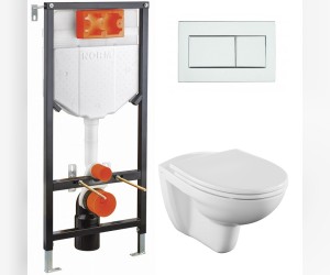 Инсталляция с унитазом Vitra Normus L-box, с быстросъёмным сиденьем с микролифтом, клавиша хром глянцевый, 9773B003-7206