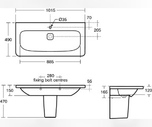 Раковина Ideal Standard Tonic II K086201 100 см