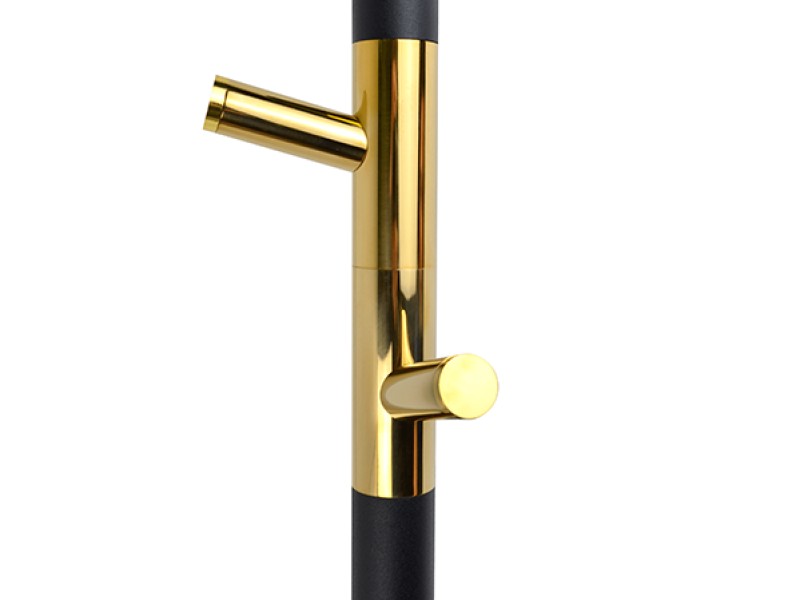 Полотенцесушитель электрический Vincea 15х140, высота 140 см x ширина 15 см, матовый черный/золото , VTD-1DB1E