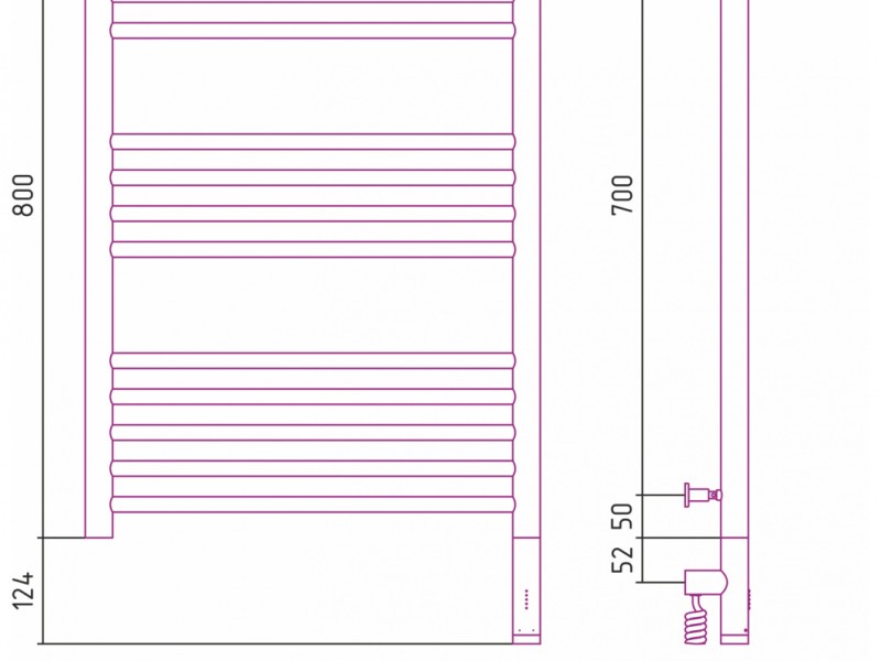 Полотенцесушитель электрический Сунержа Богема 3.0 800 x 500 с полкой, ширина 53.2 см, высота 92.4 см, состаренная бронза, L/R