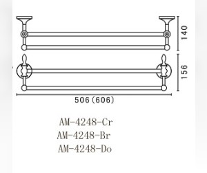 Двойной полотенцедержатель Art&Max Bohemia AM-E-4248-Br, 50.6 см, бронза