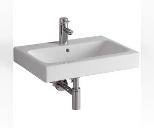 Раковина Geberit iCon 124060000, 60 х 48,5 см, перелив и отверстие под смеситель по центру, белая