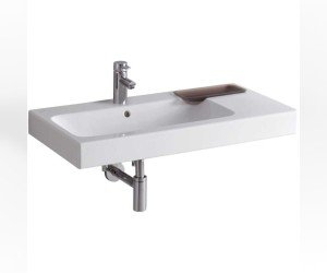 Раковина Geberit iCon с мыльницей, 90 х 48,5 см, перелив и отверстие под смеситель по центру чаши, белая