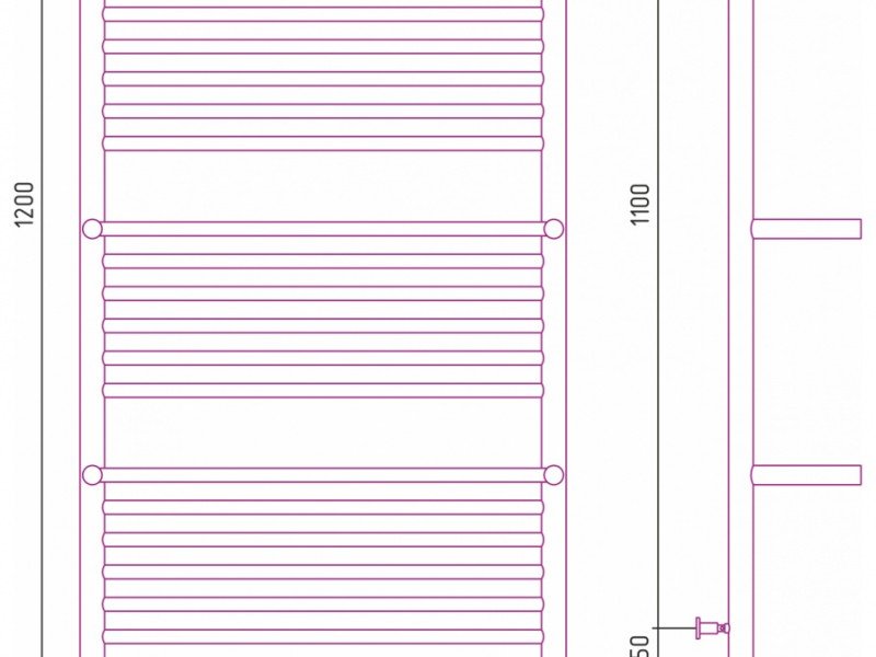Полотенцесушитель электрический Сунержа Богема 3.0 1200 x 600 с 4 полками, ширина 63.2 см, высота 132.4 см, состаренная латунь, L/R