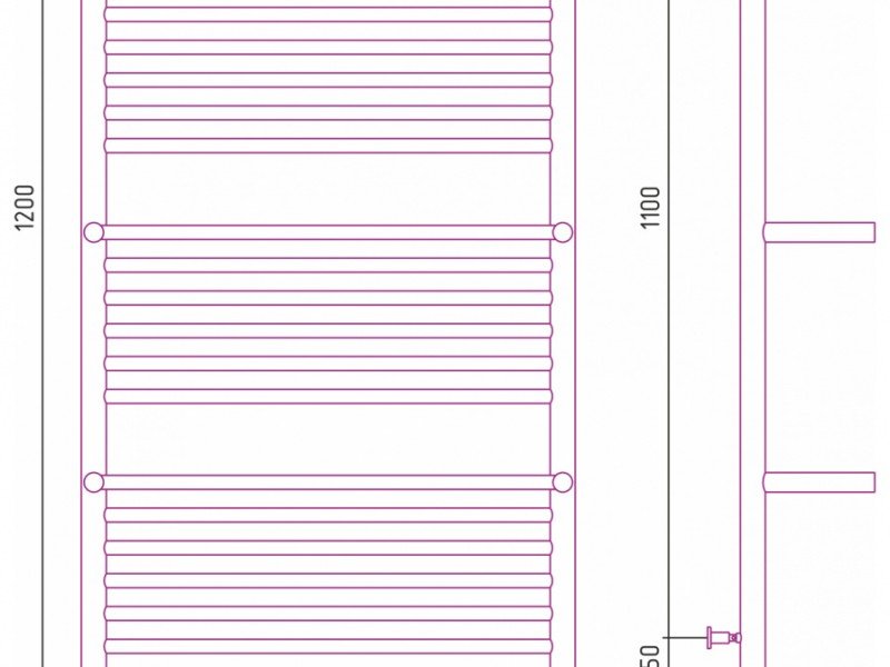 Полотенцесушитель электрический Сунержа Богема 3.0 1200 x 600 с 4 полками, ширина 63.2 см, высота 132.4 см, матовый черный, L/R