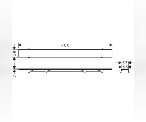Решетка для дренажного канала Hansgrohe RainDrain Rock, 60-70 см, подрезная, под плитку, хром, 56029000