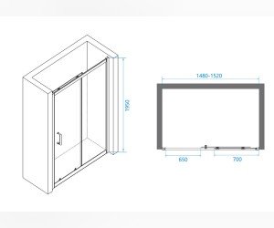 Душевая дверь RGW PA-14, профиль - хром, 150 х 195 см, 41081415-11
