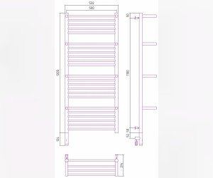 Полотенцесушитель электрический Сунержа Богема 3.0 1200 x 500 с 4 полками, ширина 53.2 см, высота 132.4 см, без покрытия, L/R