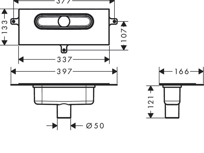 Дренажный канал Hansgrohe uBox universal, вертикальная установка, 01002180