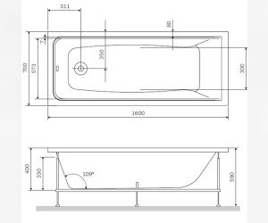 Акриловая ванна Am.Pm Gem 160x70 W90A-160-070W-A