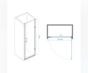 Душевая дверь RGW PA-06B, 80 х 195 см, профиль черный, стекло прозрачное, 41080608-14
