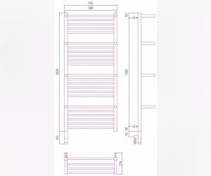 Полотенцесушитель электрический Сунержа Богема 3.0 1200 x 500 с 4 полками, ширина 53.2 см, высота 132.4 см, золото, L/R