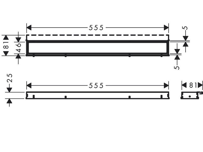 Решетка для дренажного канала Hansgrohe RainDrain Match, 60 см, полированная сталь, 56036800
