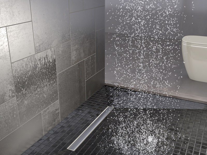 Дренажный канал Timo Basic Line 65 см с решеткой под плитку, цвет сталь, BLPG-65 S50R