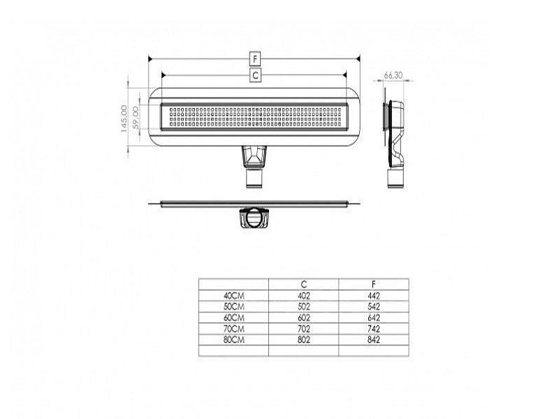 Дренажный канал Timo Basic Steel 80 см с решеткой под плитку, цвет сталь, BSPG-80 S50Rb