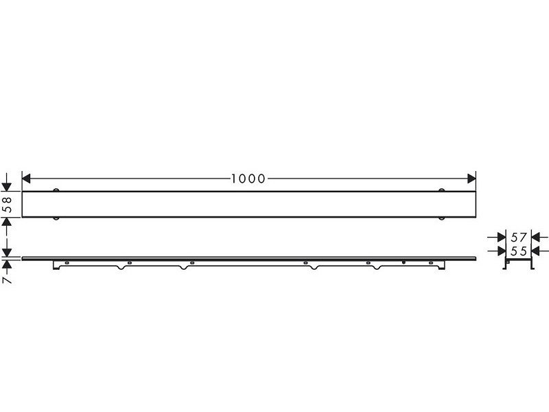 Решетка для дренажного канала Hansgrohe RainDrain Rock, 90-100 см, подрезная, под плитку, хром, 56032000