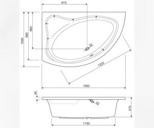 Ванна акриловая Cezares TEBE-150-100-41 150 х 100 см