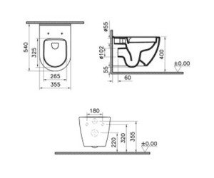 Подвесной унитаз Vitra безободковый, белый, 7510B003-0075