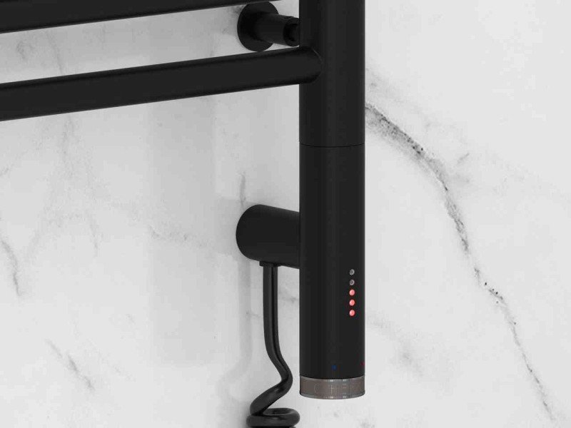 Полотенцесушитель электрический Сунержа Богема 3.0 1200 x 500 с полкой, ширина 53.2 см, высота 132.4 см, матовый черный, L/R