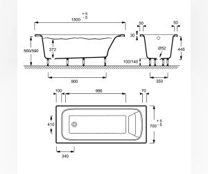 Ванна Jacob Delafon Elite, 150 х 70 см, материал Flight, E6D147RU-00 (слив-перелив в подарок)