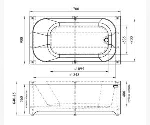 Ванна акриловая Радомир Прованс 170 x 90 см с рамой-подставкой, белая, 1-01-0-0-1-187