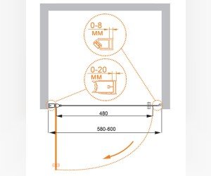 Душевая дверь Cezares ELENA-W-B-1-60-Cr, профиль-хром