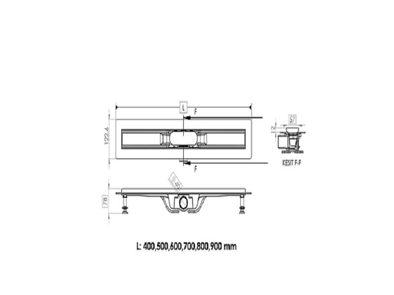 Дренажный канал Timo Smart 60 см с решеткой Strip, цвет сталь, SM-SG60-LS40(DRY)
