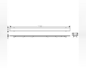 Решетка для дренажного канала Hansgrohe RainDrain Rock, 100-110 см, подрезная, под плитку, хром, 56033000