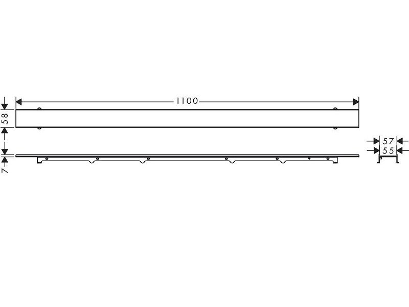 Решетка для дренажного канала Hansgrohe RainDrain Rock, 100-110 см, подрезная, под плитку, хром, 56033000