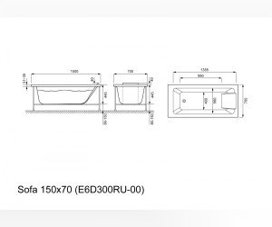 Акриловая ванна Jacob Delafon Sofa, 150 x 70 см, E6D300RU-00