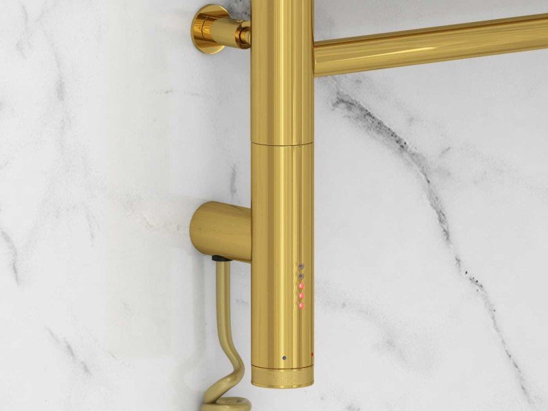 Полотенцесушитель электрический Сунержа Богема 3.0 1200 x 500 с полкой, ширина 53.2 см, высота 132.4 см, золото, L/R