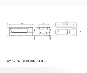 Ванна акриловая Jacob Delafon Ove, 170 x 70 см, слив-перелив в подарок, E6D302RU-00