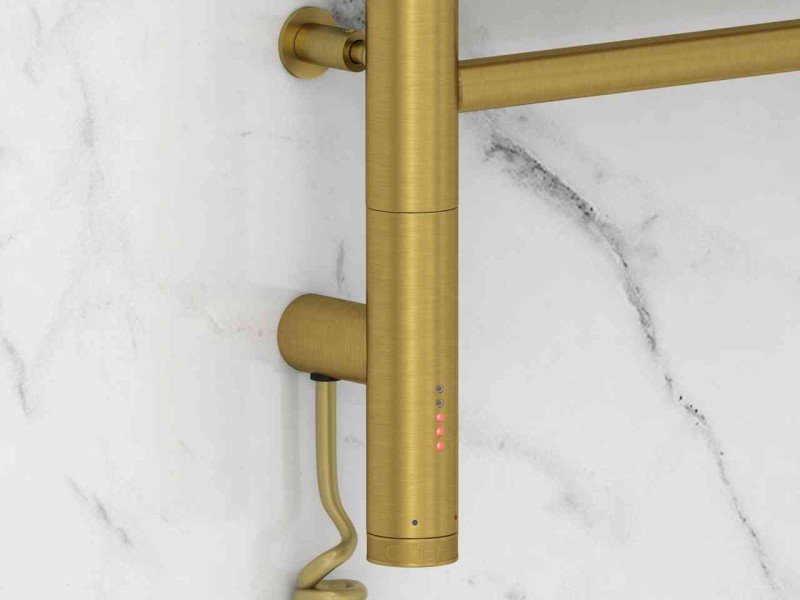 Полотенцесушитель электрический Сунержа Богема 3.0 1200 x 600 с полкой, ширина 63.2 см, высота 132.4 см, состаренная латунь, L/R