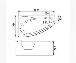 Ванна гидромассажная акриловая Gemy G9046 K L/R, 161 х 96 x 68 см