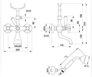 Смеситель Migliore Princeton 19344 для ванны/душа - бронза