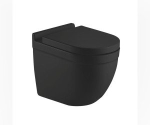 Подвесной унитаз CeramaLux 2198MB 36 x 52 x 41 см безободковый, сиденье DP, Soft Close, цвет черный матовый, крышка микролифт